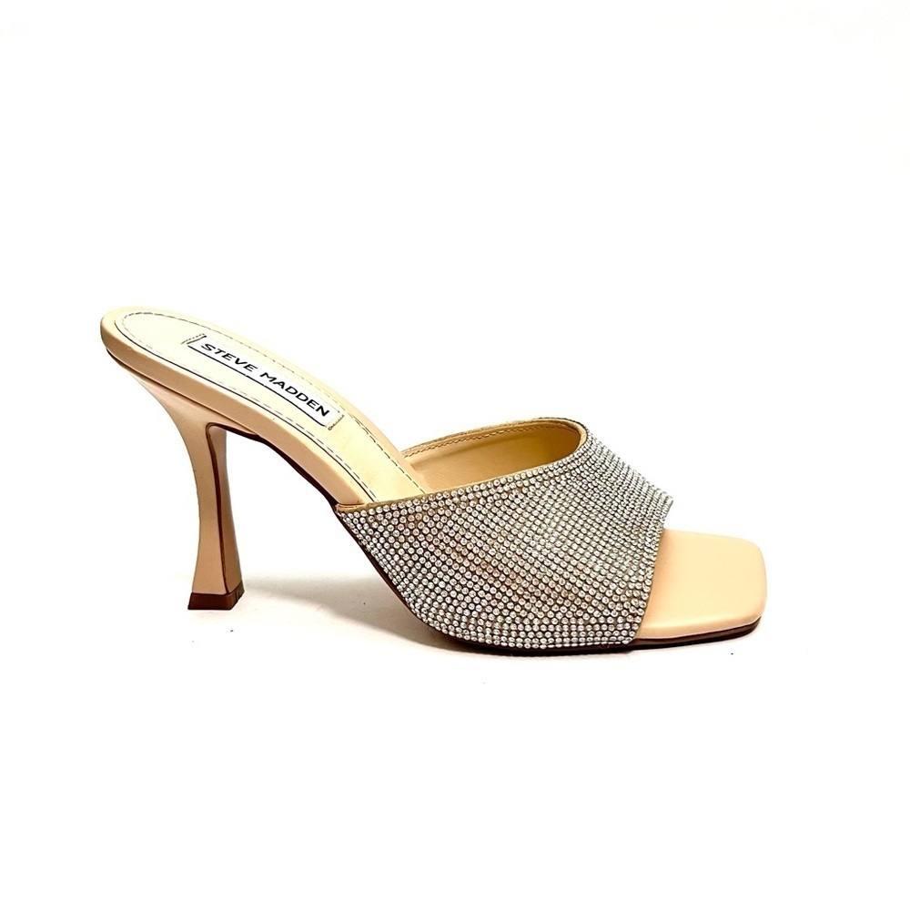 Vintage Y2K nude vegan leather rhinestone Polly style heels
